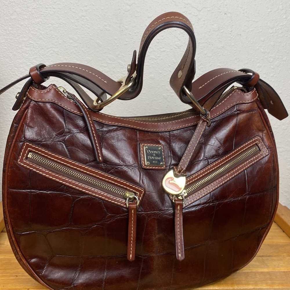 Dooney & Bourke Vintage Brown Embossed mock croc … - image 3