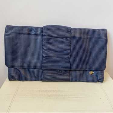 Vintage Bagheera Navy Blue Striped Leather Fold E… - image 1