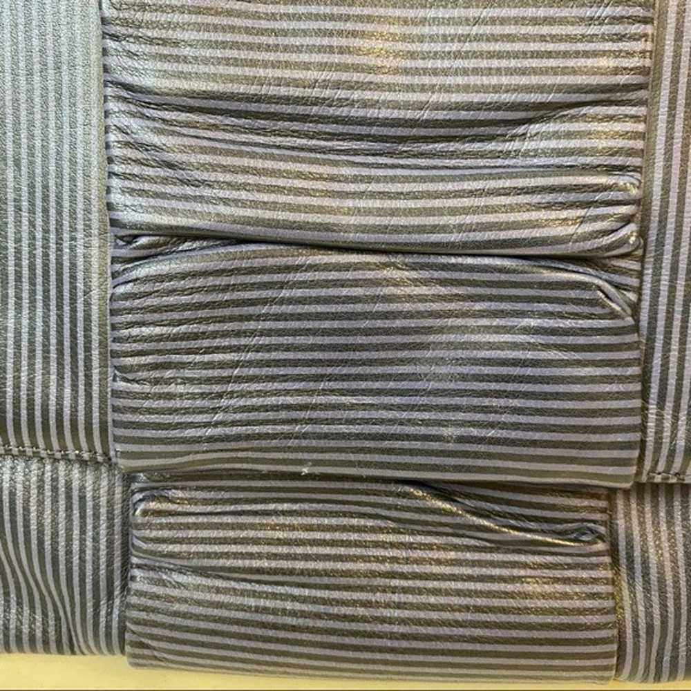 Vintage Bagheera Navy Blue Striped Leather Fold E… - image 3