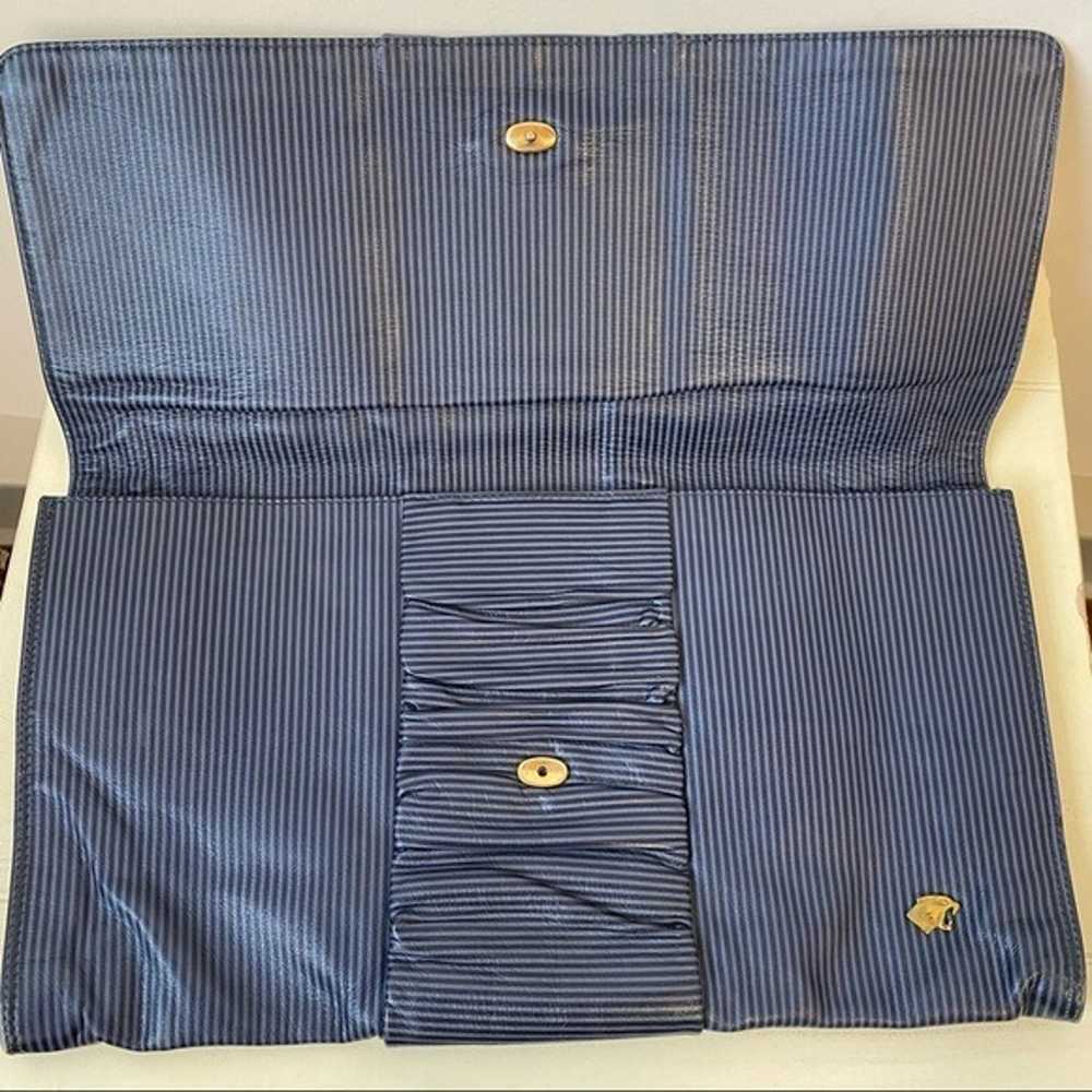 Vintage Bagheera Navy Blue Striped Leather Fold E… - image 6