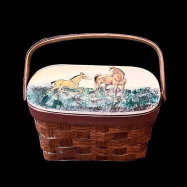 Vintage 1960’s horse picnic basket purse - image 1