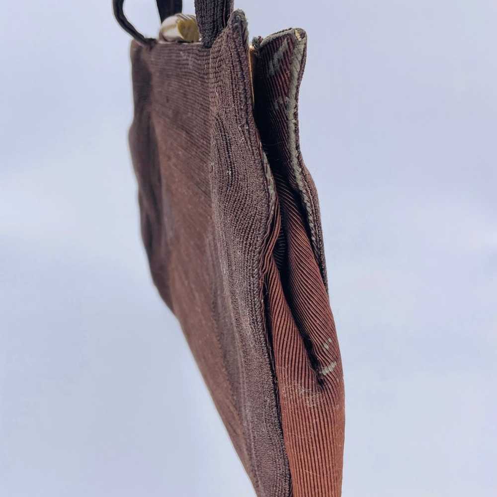 1940s Vintage Brown Corded Purse Handbag - image 5