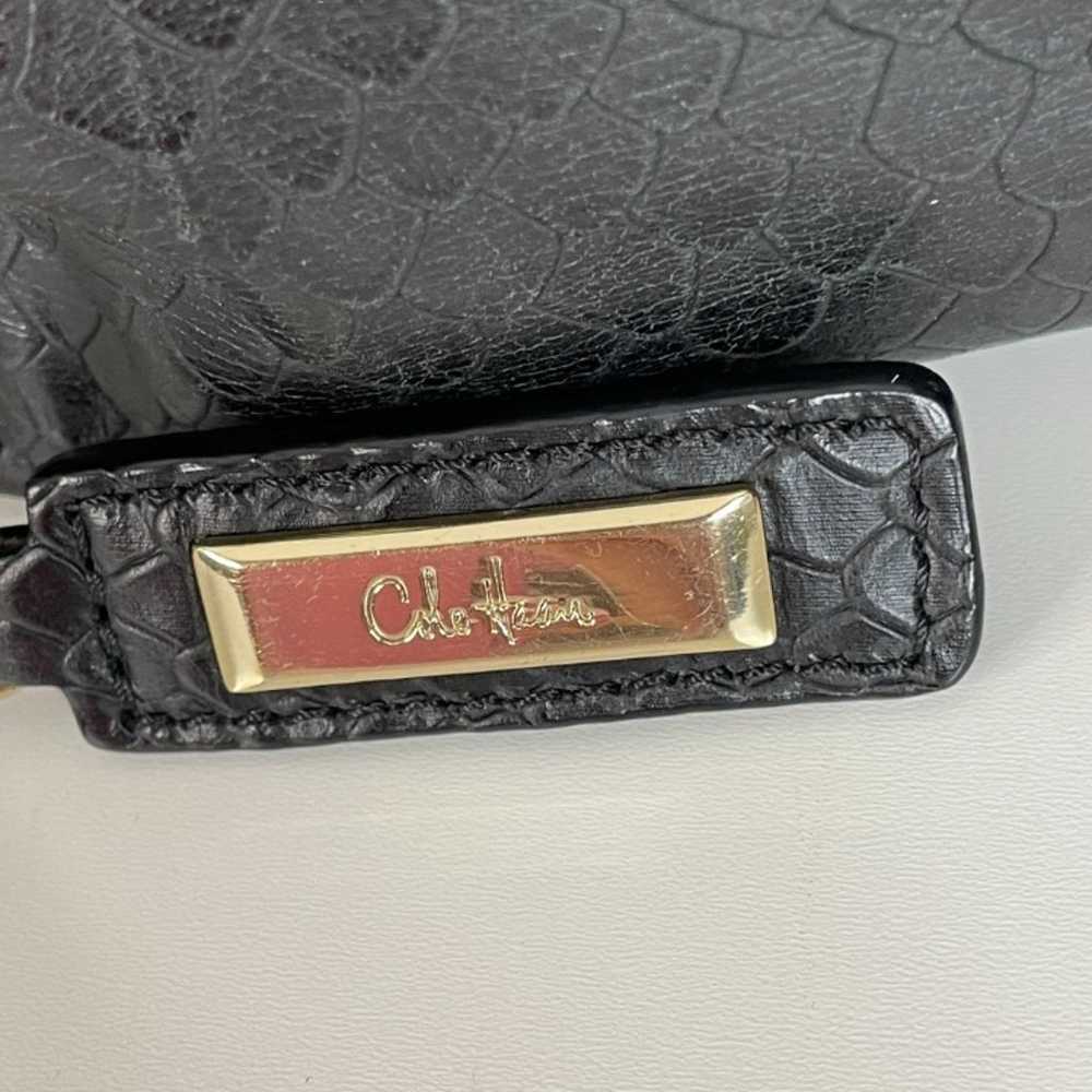 Cole Haan Shoulder Bag Black Gold Leather Embosse… - image 2