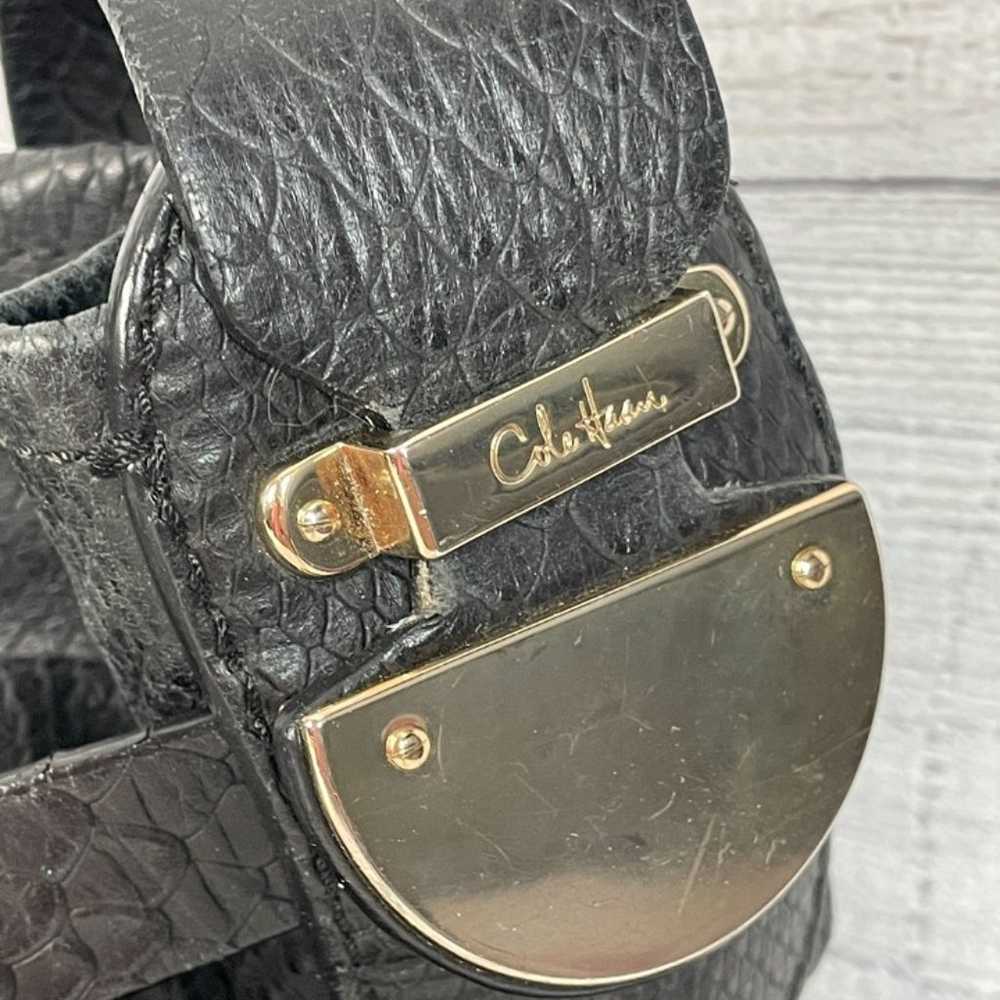 Cole Haan Shoulder Bag Black Gold Leather Embosse… - image 8