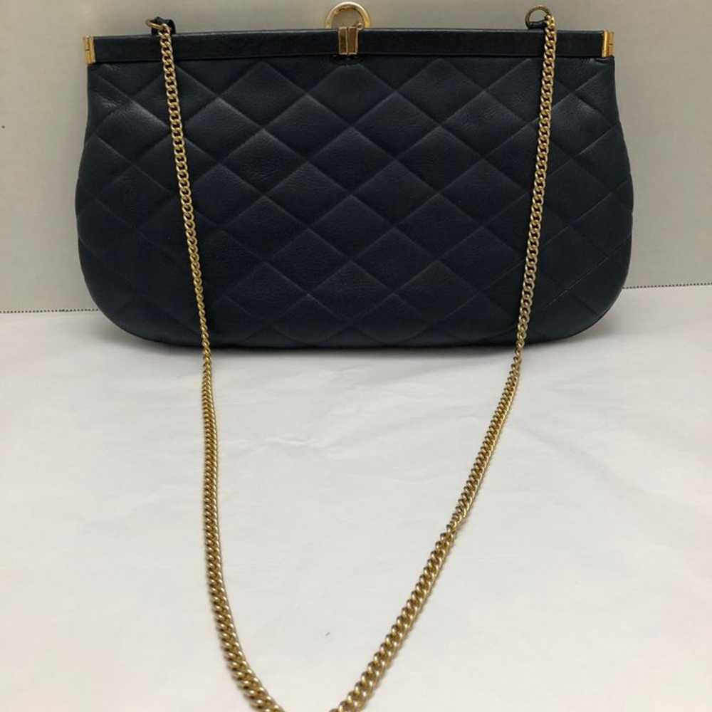 Vintage Navy Blue SUSAN GAIL Leather handbag with… - image 3