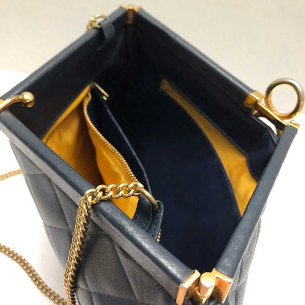 Vintage Navy Blue SUSAN GAIL Leather handbag with… - image 7