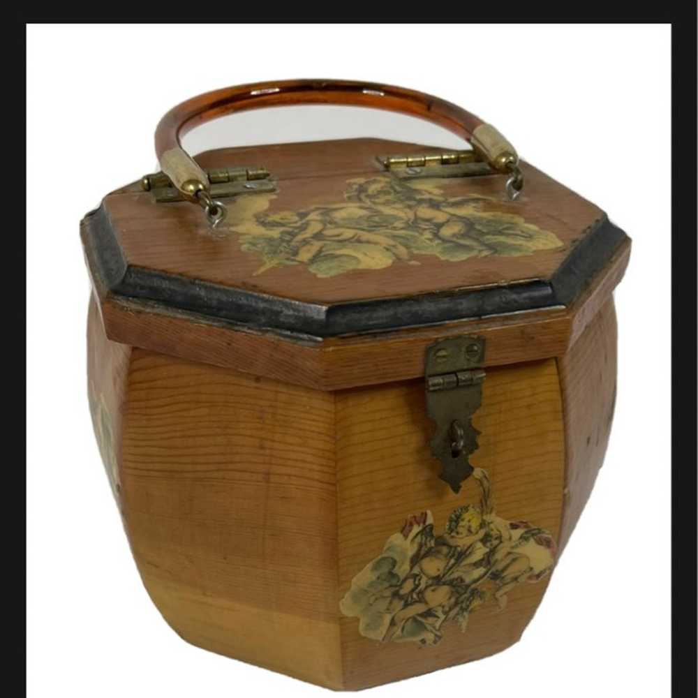 70s Rockabilly Pinup Hinged Wood Box Pur - image 1