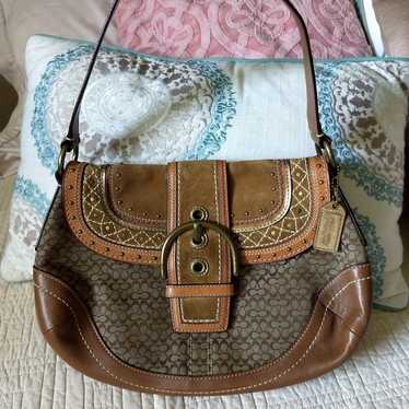 Vintage Coach Signature Soho Studded Suede Hobo S… - image 1