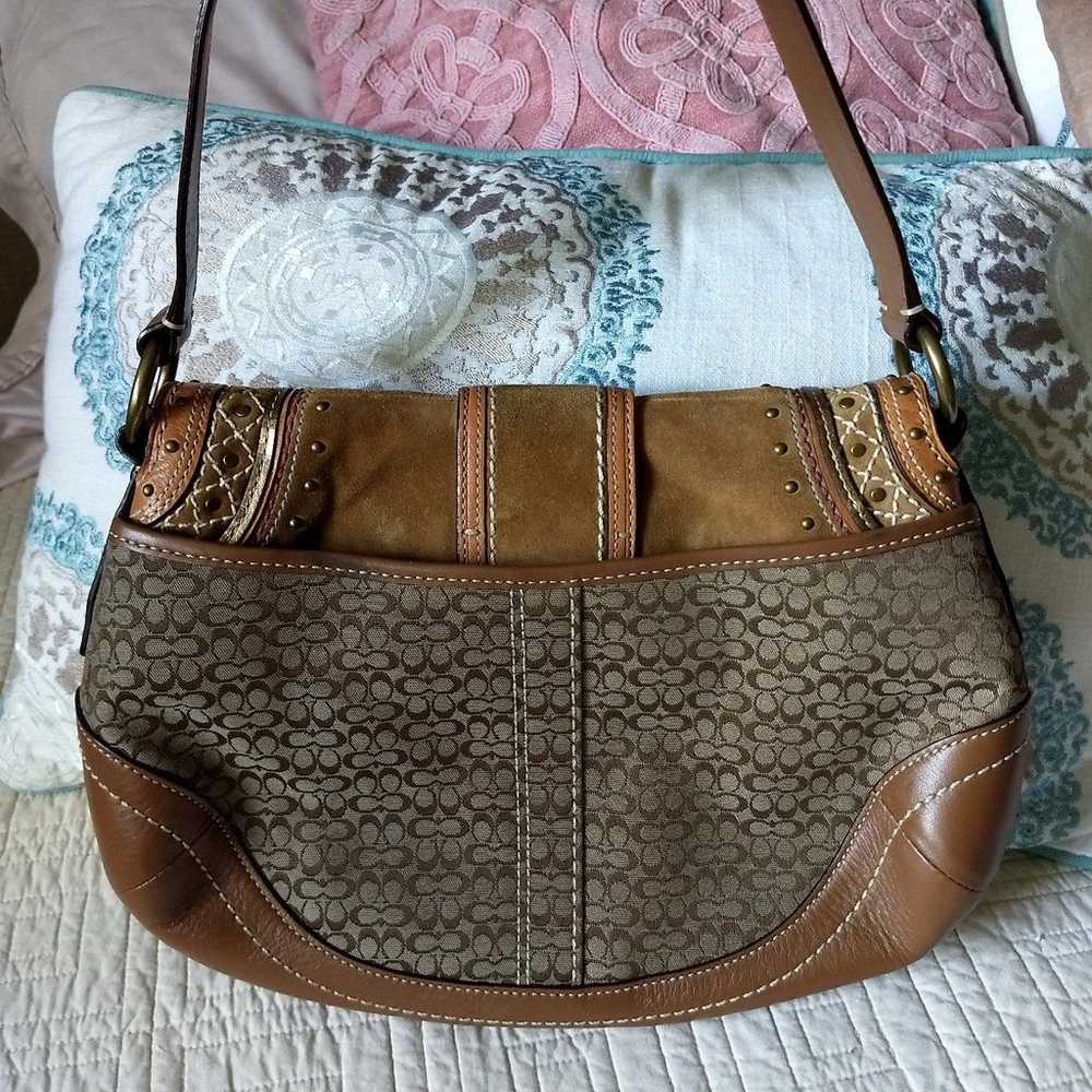 Vintage Coach Signature Soho Studded Suede Hobo S… - image 3