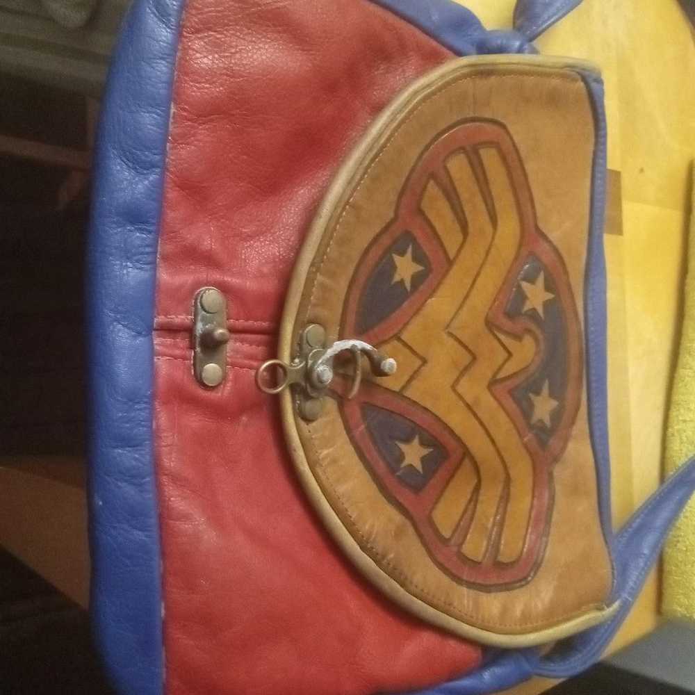 Wonder woman red and blue leather purse - image 1