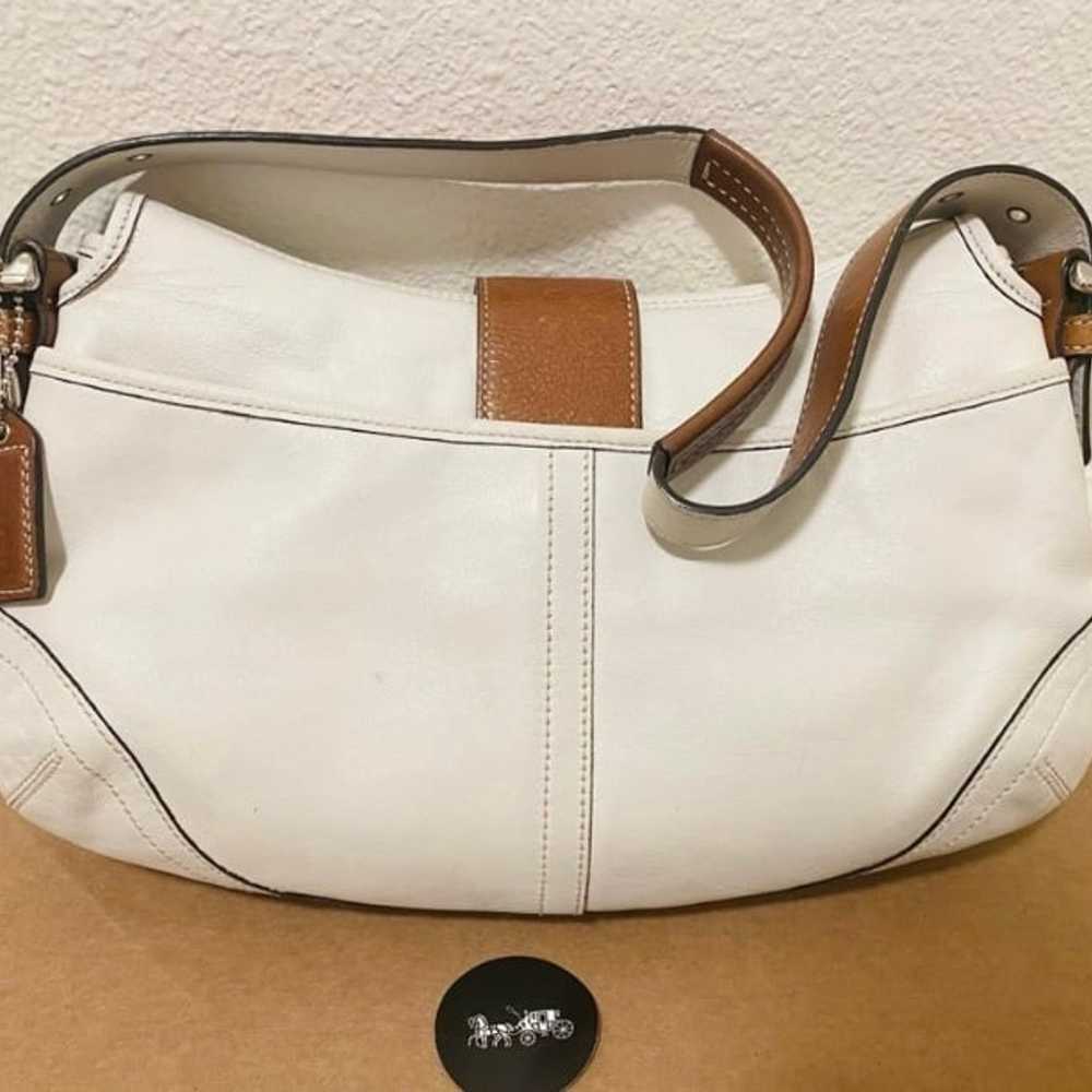 Coach shoulder bag leather white brown vintage st… - image 2