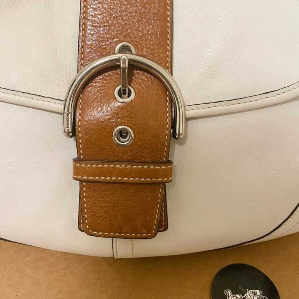 Coach shoulder bag leather white brown vintage st… - image 3