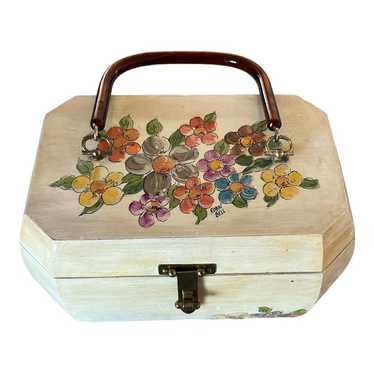 Vintage box purse with lucite handle - image 1