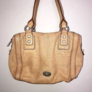 Fossil Snake-Embossed Leather Bag