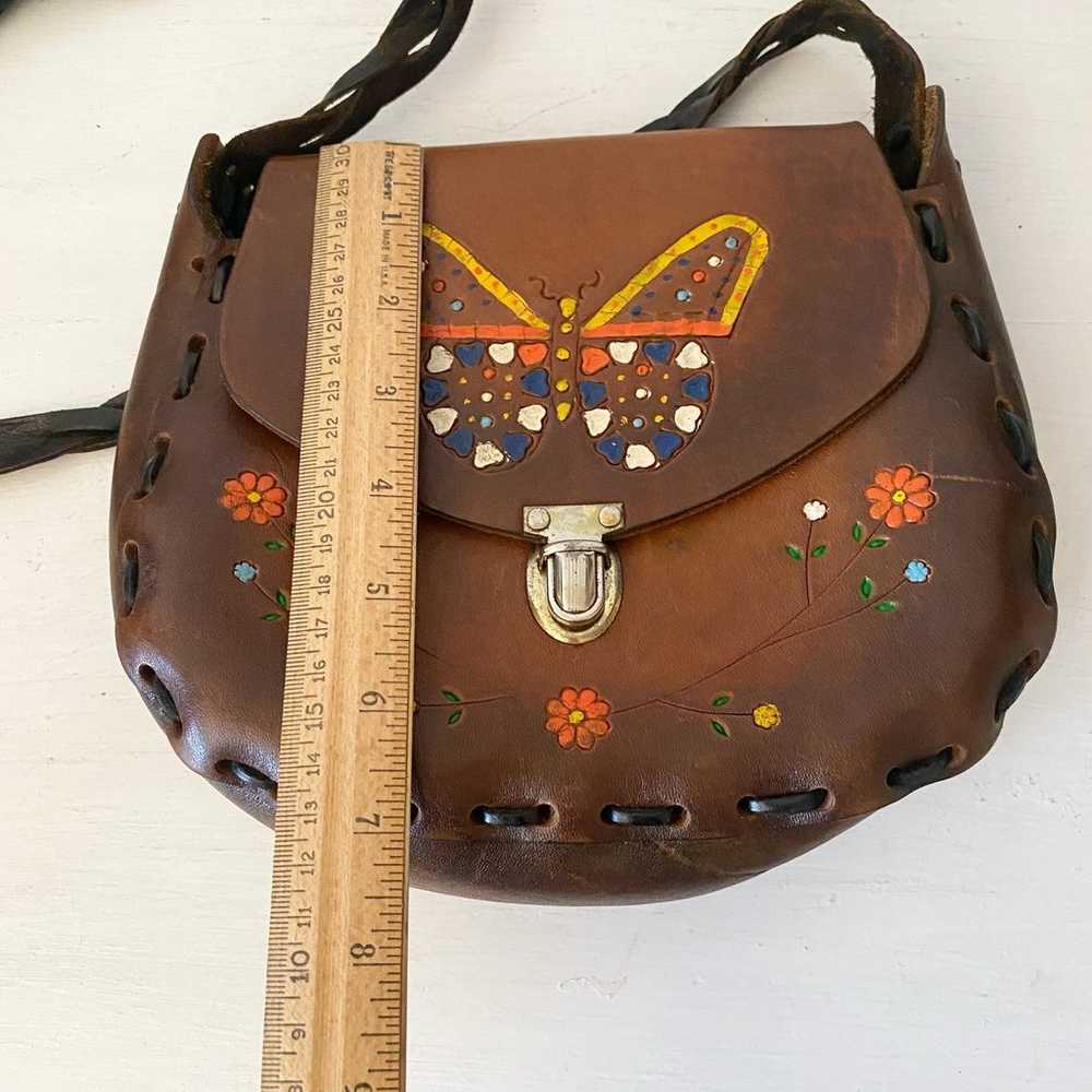 70’s Butterfly Hand Tooled Leather Purse - image 8