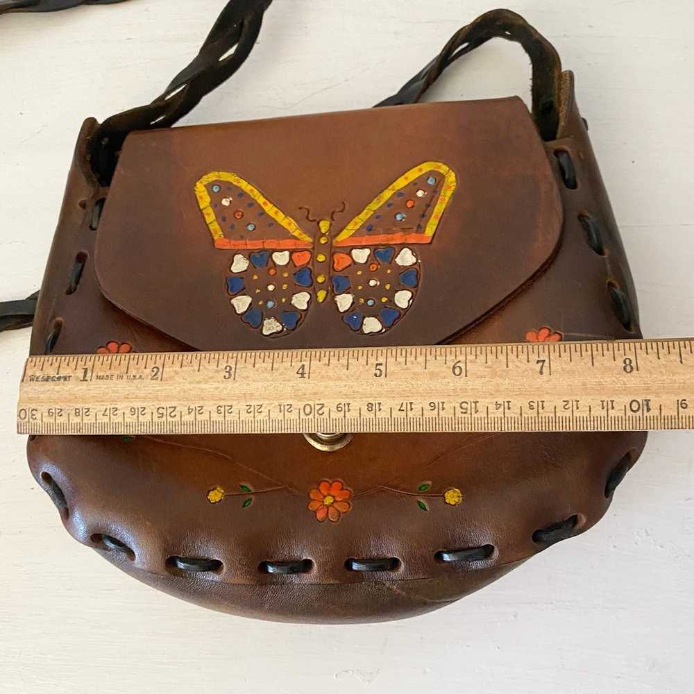 70’s Butterfly Hand Tooled Leather Purse - image 9