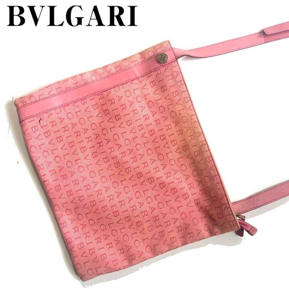 BVLGARI Bulgari Shoulder Bag Sacoche Pink Canvas … - image 1