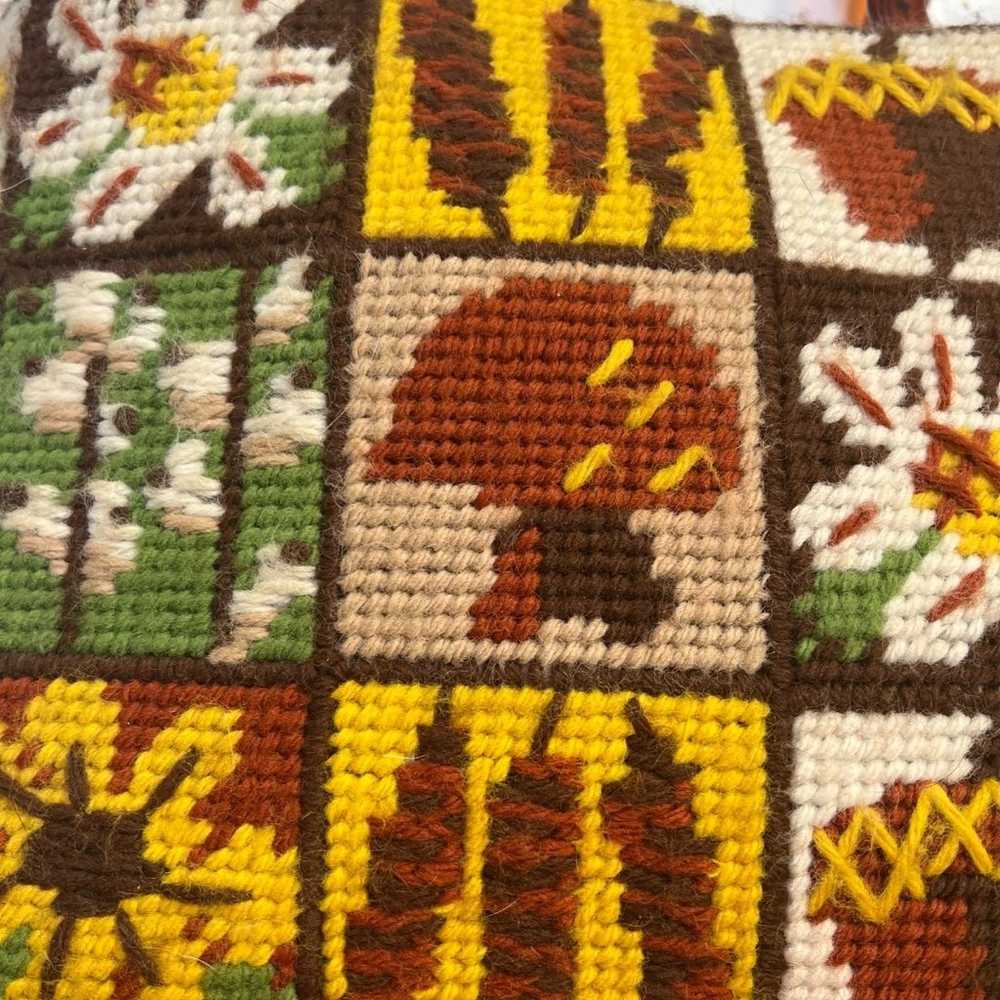 Vintage 1970s Needlepoint Tortoise Handle Mushroo… - image 6