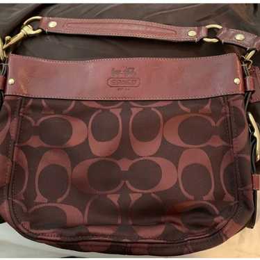 Vintage Coach Classic C Derp Wine Medium Hobo - image 1