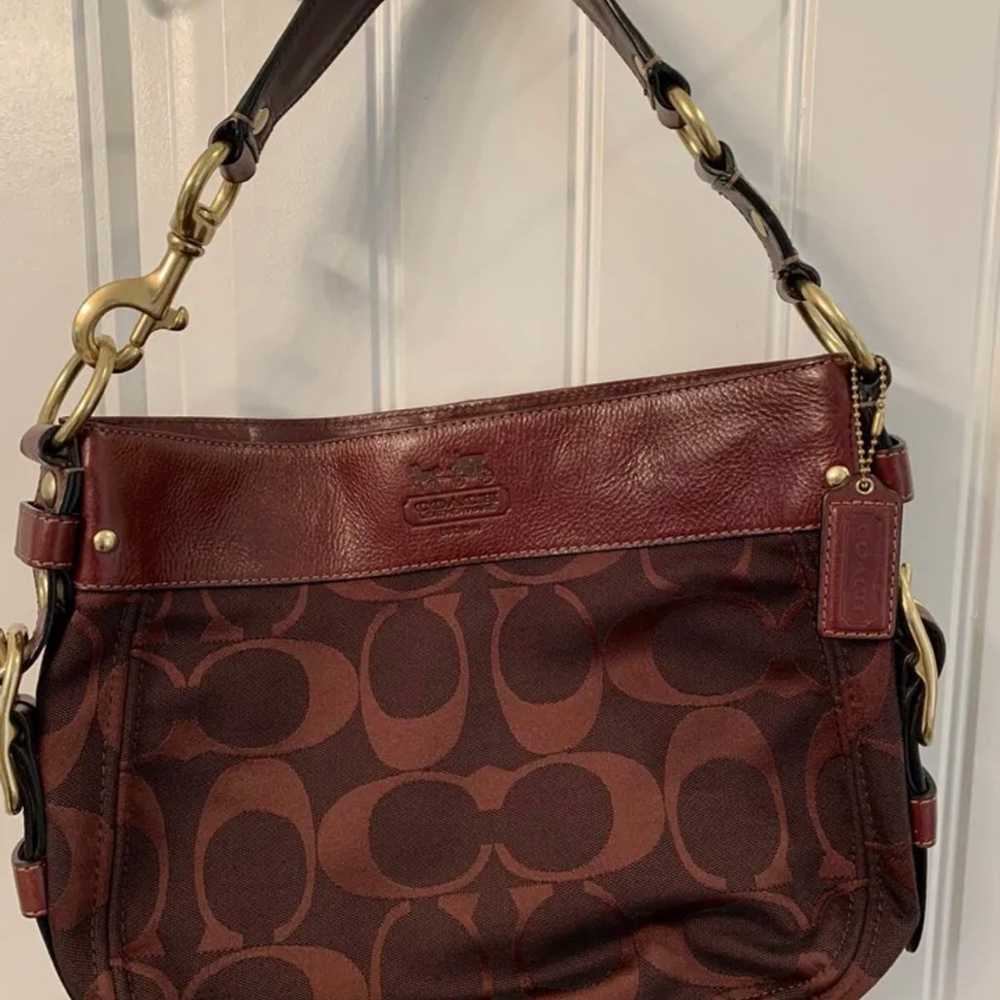 Vintage Coach Classic C Derp Wine Medium Hobo - image 2