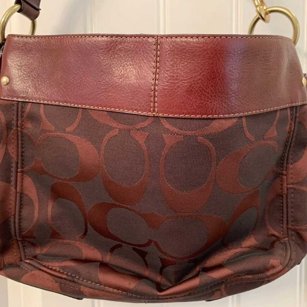 Vintage Coach Classic C Derp Wine Medium Hobo - image 3