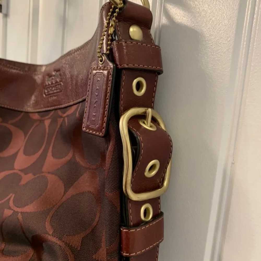 Vintage Coach Classic C Derp Wine Medium Hobo - image 4