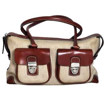 Vintage Dooney & Bourke Brown Leather & Tan Monog… - image 1