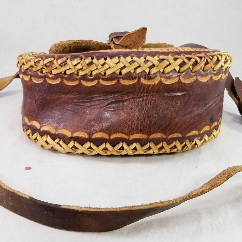 HAND MADE TOOLED WEAVED GENUINE LEATHER SADDLE BR… - image 3