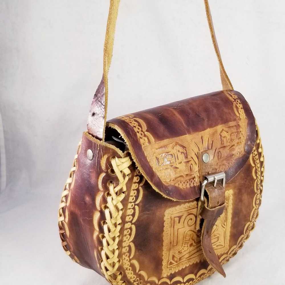 HAND MADE TOOLED WEAVED GENUINE LEATHER SADDLE BR… - image 5