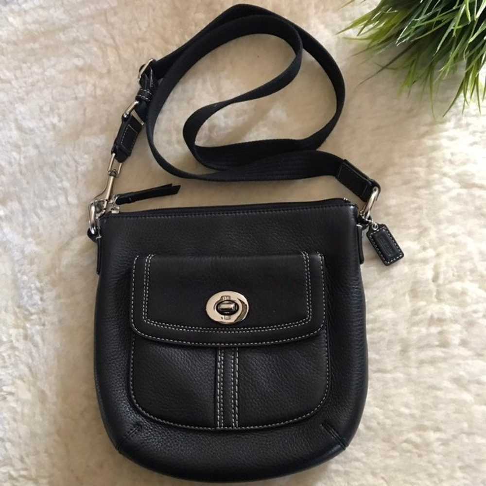 Like NEW Coach Vintage Black Pebble Leather with … - image 1