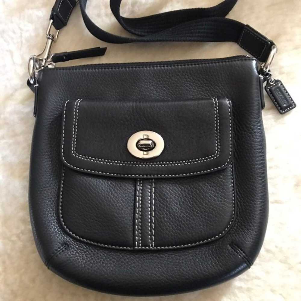 Like NEW Coach Vintage Black Pebble Leather with … - image 4