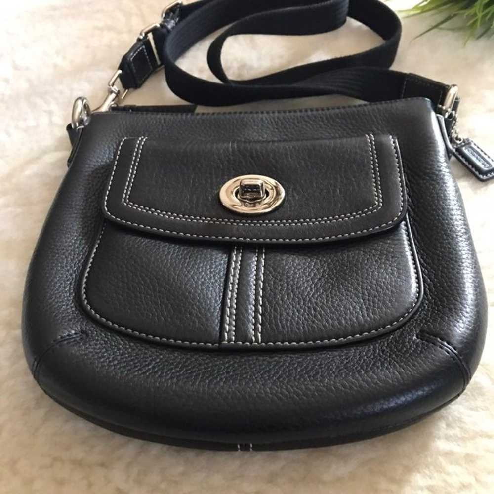 Like NEW Coach Vintage Black Pebble Leather with … - image 5