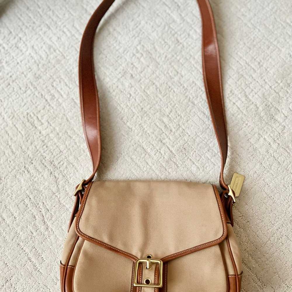 Vintage coach cross body purse bag leather canvas - image 1