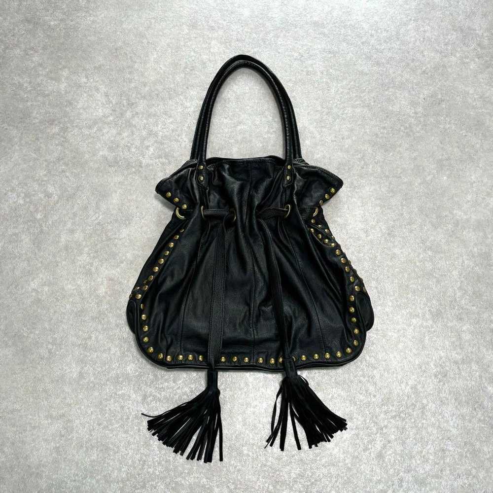 leather studs tassel fringe tote bag - image 1