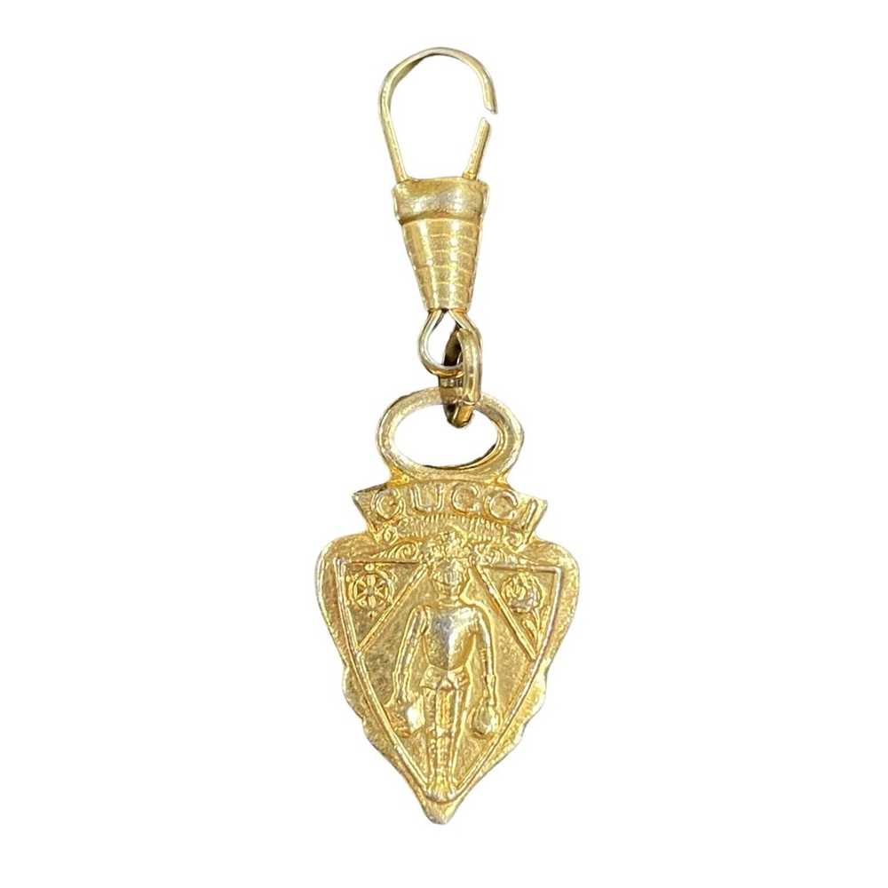 Authentic GUCCI Zipper Pull Vintage Gold Shield - image 1