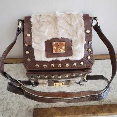 Vintage Facondini Brown Calf Leather and Mink Fur… - image 1