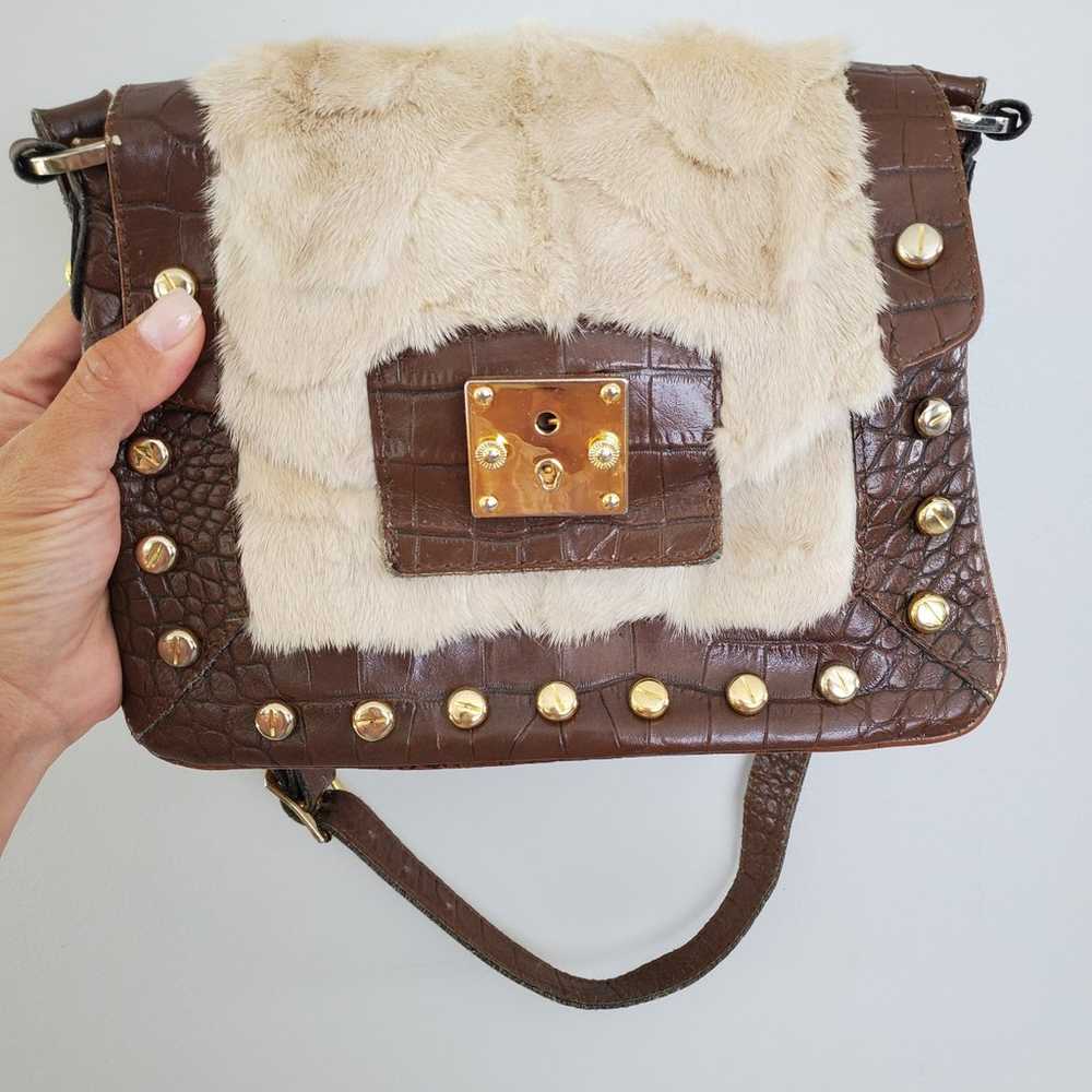 Vintage Facondini Brown Calf Leather and Mink Fur… - image 2