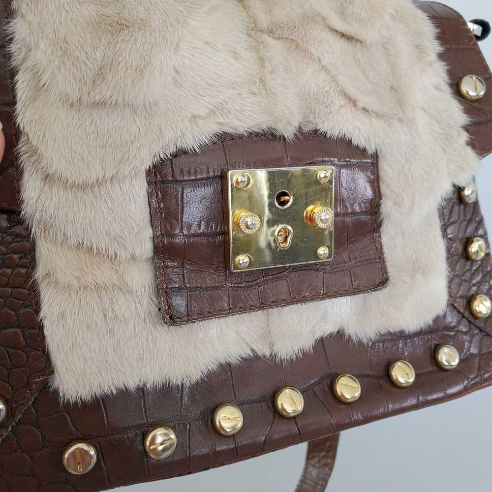 Vintage Facondini Brown Calf Leather and Mink Fur… - image 3