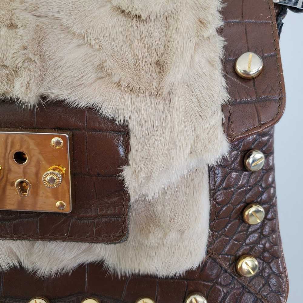 Vintage Facondini Brown Calf Leather and Mink Fur… - image 4