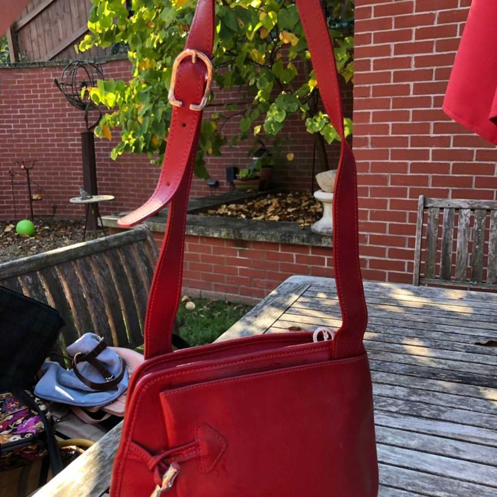 Vintage Longchamp  Red Leather Shoulder - image 7