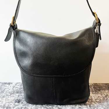 VTG Coach Whitney popular Made in the USA Black Leather Flap Shoulder Bag