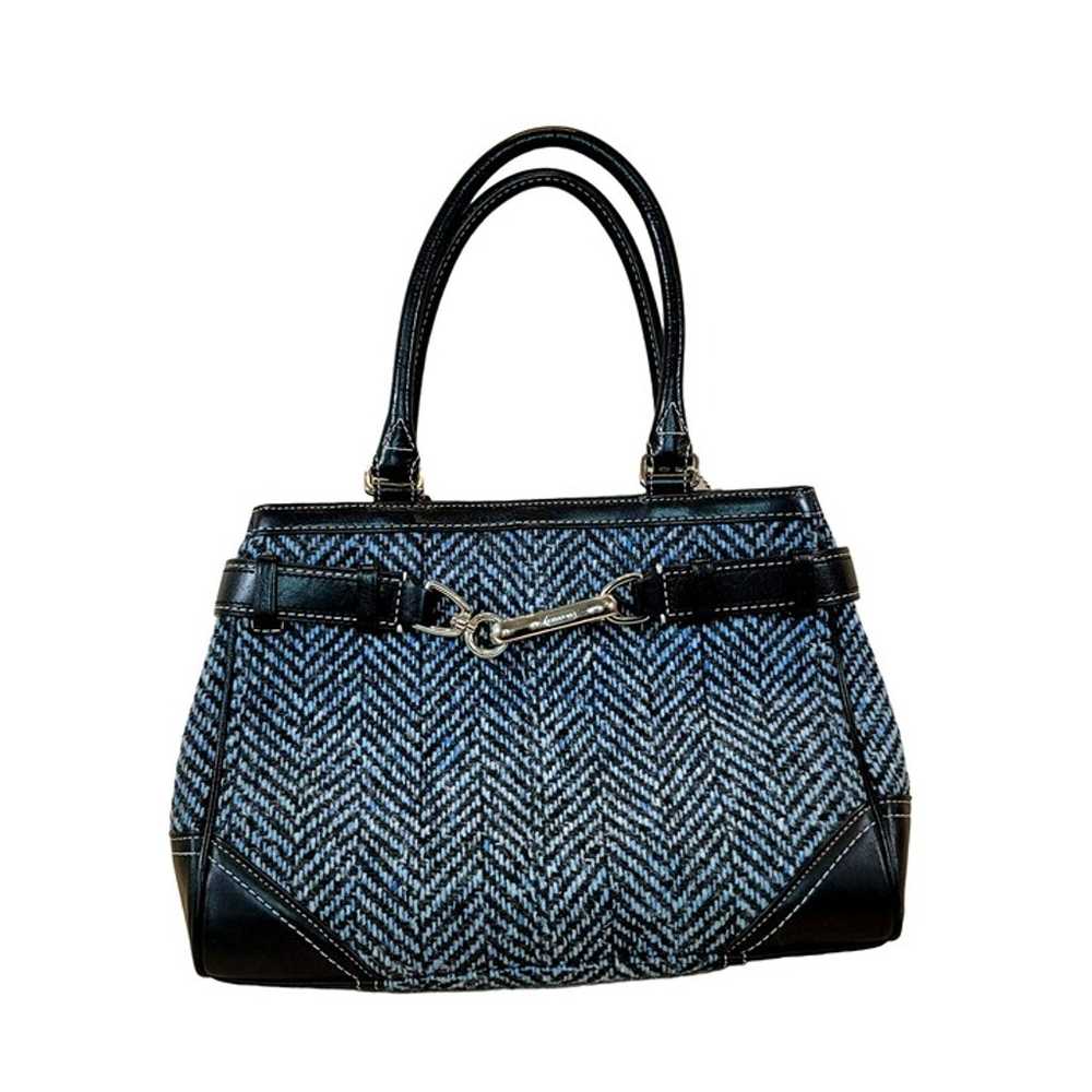 Coach Hamilton Hobo Tweed Blue Black Herringbone … - image 1