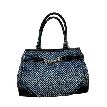 Coach Hamilton Hobo Tweed Blue Black Herringbone … - image 1