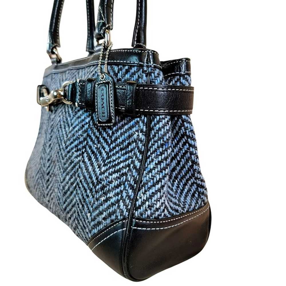 Coach Hamilton Hobo Tweed Blue Black Herringbone … - image 6