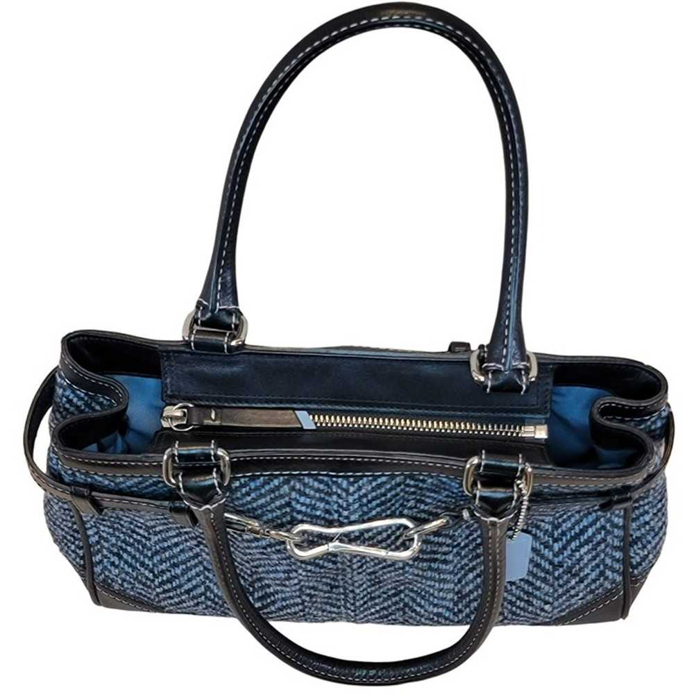 Coach Hamilton Hobo Tweed Blue Black Herringbone … - image 8