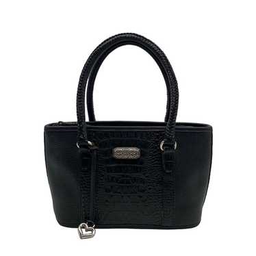 Brighton Vintage Black Croc Embossed Leather Satc… - image 1