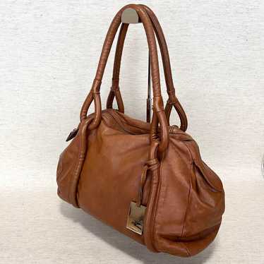 【Rare】FURLA Mini Boston Bag Leather Brown Vintage