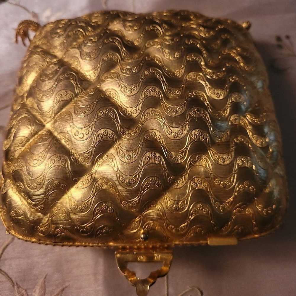 Vintage Metal Gold Purse Evening Bag - image 1