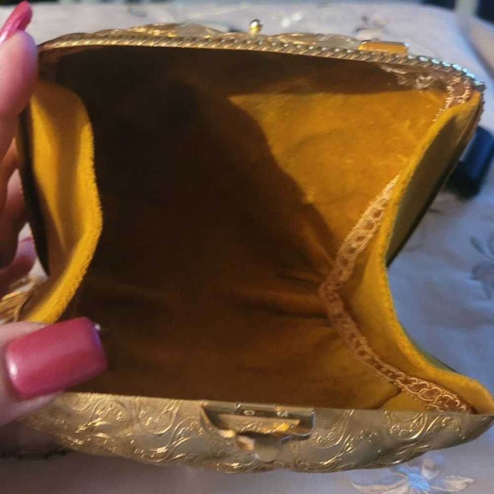 Vintage Metal Gold Purse Evening Bag - image 6