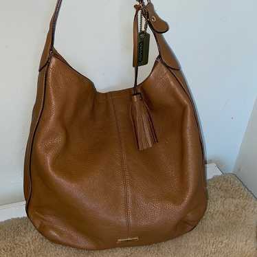 Coach Avery British Tan Pebbled deals Leather Slouchy Hobo Shoulder Bag